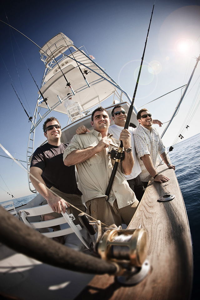 Four Friends Out Fishing On a Boat