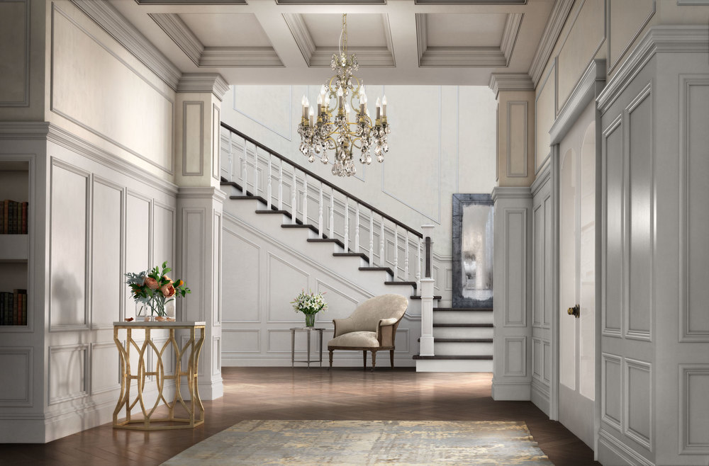 White themed hallway and staircase