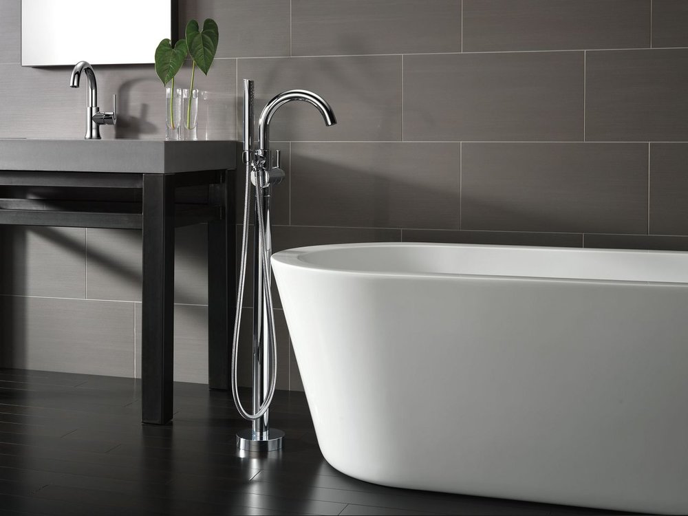 Gray and White Bathtub with Silver Faucet