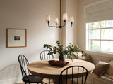 breakfast nook table with plant on the table