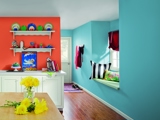 Wood And Blue Mudroom Hallway