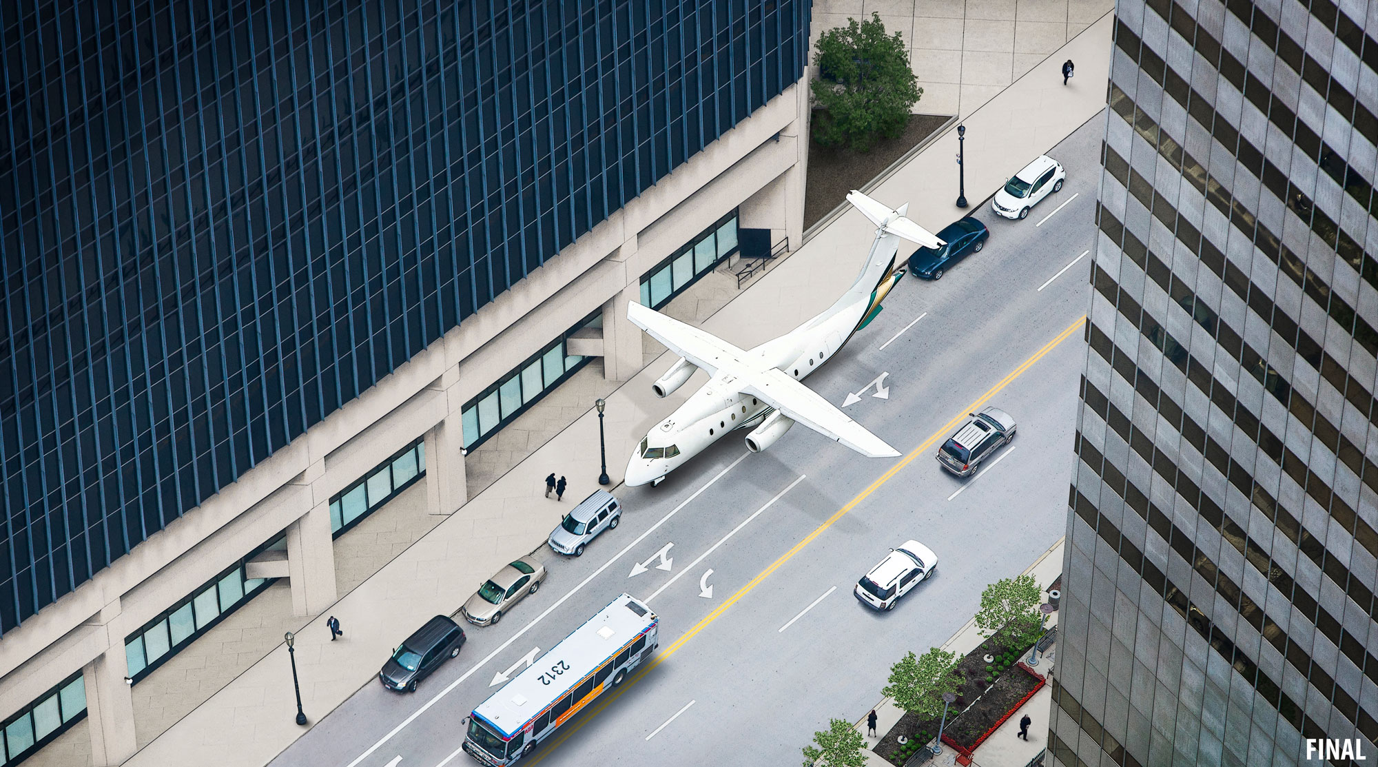 Airplane parked like a car on the street