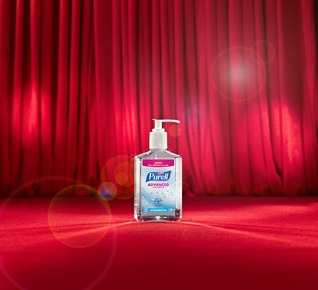 Purell Product Over Red Background