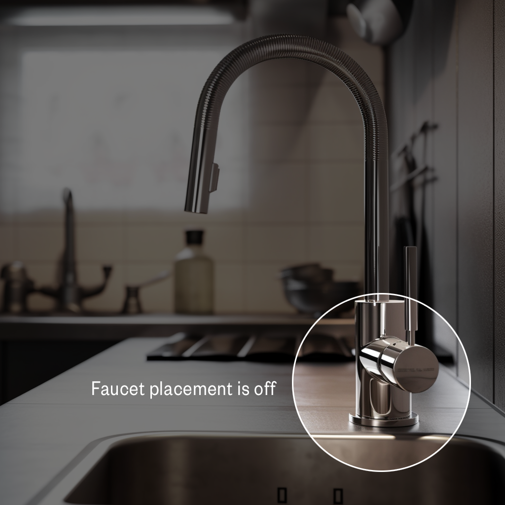 Corrections for an AI rendering of a faucet